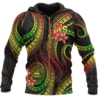 American Samoa Polynesian Zip up Hoodie Reggae Plumeria Unisex REGGAE - Polynesian Pride