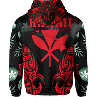 Polynesian Tropic Kanaka Maoli Hibiscus Hawaii Zip Hoodie Red - Polynesian Pride