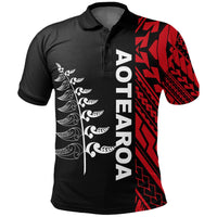 Aotearoa Maori Polo Shirt, New Zealand Fern Golf Shirts Unisex Black - Polynesian Pride