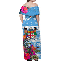 Custom Christmas Polynesian Matching Hawaiian Shirt and Dress Fiji Tapa and Hibiscus LT13 - Polynesian Pride