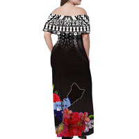 Custom Guam Chamorro Matching Hawaiian Shirt and Dress Guaman Latte Stone Tropical Flowers Black Version LT14 - Polynesian Pride