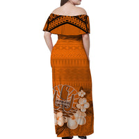 French Polynesia Off Shoulder Long Dress Happy Internal Autonomy Day Special Orange Version LT14 - Polynesian Pride