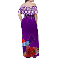 Custom Guam Matching Hawaiian Shirt and Dress Chamorro Guaman Latte Stone Tropical Flowers Purple Version LT14 - Polynesian Pride