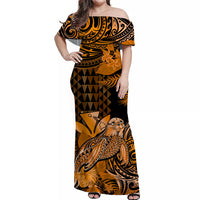 Custom Hawaii Monk Seal Matching Dress and Hawaiian Shirt Kakau with Kanaka Gold LT14 - Polynesian Pride