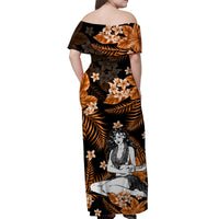 Hawaii Summer Colorful Hula Girl Matching Dress and Hawaiian Shirt Orange LT6 - Polynesian Pride