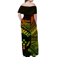 FSM Kosrae Off Shoulder Long Dress Happy Independence Day Original Vibes - Reggae LT8 - Polynesian Pride