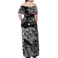 Hawaii Turtle Polynesian Matching Dress and Hawaiian Shirt Matching Couples Outfit Plumeria Flower Unique Style Black LT8 - Polynesian Pride