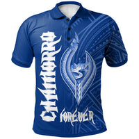 Guam Polo Shirt Chamorro Forever Blue and White Color Unisex Black - Polynesian Pride