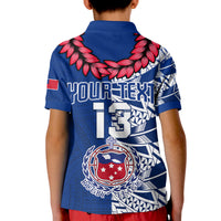 Custom Personalise Text and Number Toa Samoa Rugby Polo Shirt Siamupini Ula Fala Blue LT13 - Polynesian Pride