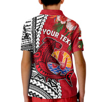 Custom Tahiti Islands Polo Shirt Polynesian Shark Mix Tropical Flowers LT14 - Polynesian Pride