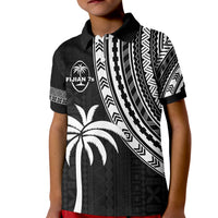 Fiji Rugby Sevens Polo Shirt KID Fijian 7s Tapa Polynesian LT13 Kid Black - Polynesian Pride