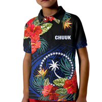 Chuuk State Polo Shirt FSM Hibiscus Flowers Mix Polynesian LT14 - Polynesian Pride