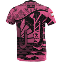 Tahiti T Shirt Tahiti Flag Vintage Style Pink A02 - Polynesian Pride