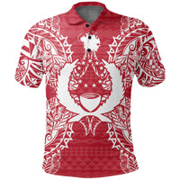 Pohnpei Polo Shirt Pohnpei Flag Map Polynesian Tattoo Red White Unisex Red - Polynesian Pride