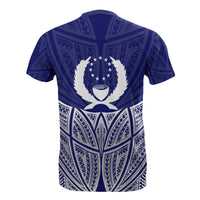 Pohnpei Polynesian T Shirt Blue Pride Map And Seal - Polynesian Pride