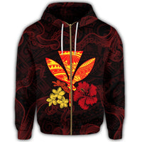 Polynesian Kanaka Maoli Flower Zip Hoodie - Polynesian Pride