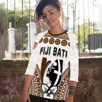 Custom Personalised Fiji Rugby Bati Raglan 3/4 Sleeve T Shirt Proud Tapa Pattern LT13 - Polynesian Pride