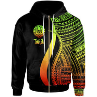 Tahiti Zip up Hoodie Reggae Tentacle Tribal Pattern Unisex Reggae - Polynesian Pride