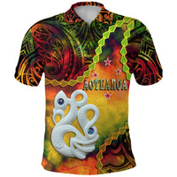 New Zealand Maori Polo Shirt Aotearoa Manaia Reggae Paua Shell Kia Ora LT9 Adult Reggae - Polynesian Pride