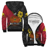 (Custom Text and Number) The Kumuls PNG Sherpa Hoodie Papua New Guinea Polynesian Dynamic Style Black LT14 Unisex Black - Polynesian Pride