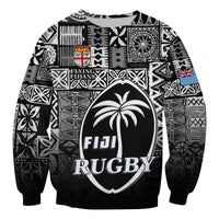 Fiji Rugby Sweatshirt Flying Fijians Black Tapa Pattern LT13 - Polynesian Pride