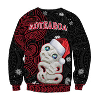(Custom Personalised) New Zealand Christmas Sweatshirt Hei Tiki Red Pohutukawa Meri Kirihimete LT14 - Polynesian Pride