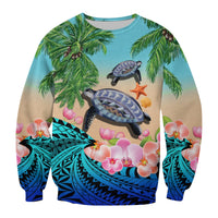 (Custom Personalised) Polynesian Turtle Coconut Tree And Orchids Sweatshirt LT14 - Polynesian Pride