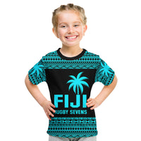 Fiji Rugby Sevens Kid T Shirt Simple Blue Style LT9 - Polynesian Pride