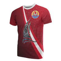 Tahiti T Shirt Tahiti Flag Sailing Style Unisex Red - Polynesian Pride