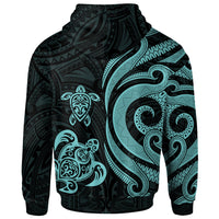 Tahiti Polynesian Zip up Hoodie Turquoise Tentacle Turtle - Polynesian Pride