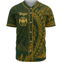 Tonga Baseball Shirt - Green Wings Style Unisex Gold - Polynesian Pride