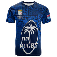 Fiji Rugby T Shirt Flying Fijians Blue Tapa Pattern LT13 Unisex Blue - Polynesian Pride