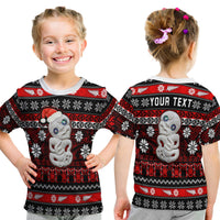 (Custom Personalised) New Zealand Hei Tiki Christmas T Shirt Kid Maori Meri Kirihimete LT13 Youth XL Size14 - Polynesian Pride