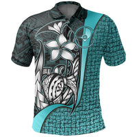 Yap Micronesian Polo Shirt Turquoise Turtle with Hook Unisex Turquoise - Polynesian Pride