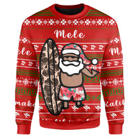 Hawaii Christmas Santa Claus Surf Sweatshirt - Fun Style - AH - Polynesian Pride