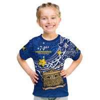 Tokelau T Shirt KID National Badge Polynesian Happy 74th Independence Anniversary LT14 - Polynesian Pride
