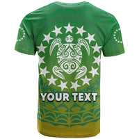 Custom Cook Islands T Shirt Circle Pattern Mix Sea Turtle Green Version LT14 - Polynesian Pride