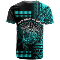 Hawaii T Shirt Kakau Warrior Helmet Gradient Turquoise Polynesian LT14 - Polynesian Pride