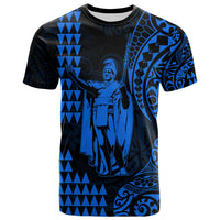 Hawaii Day Kakau T Shirt Proud To Be Hawaiian Blue King Kamehameha and Kanaka Maoli LT13 Blue - Polynesian Pride