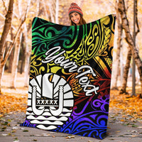 Tahiti Custom Personalised Premium Blanket - Rainbow Polynesian Pattern - Polynesian Pride