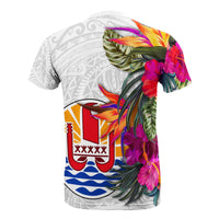 Tahiti T Shirt Hibiscus Polynesian White Pattern - Polynesian Pride