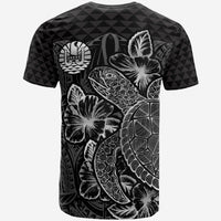 Tahiti Polynesian T Shirt Tahitian FLag Turtle Hibiscus Black - Polynesian Pride