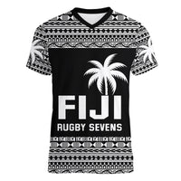 Fiji Rugby Sevens V-Neck T Shirt Simple Style LT9 Female Blue - Polynesian Pride