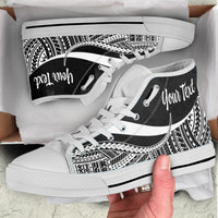 Niue Custom Personalised High Top Shoes White - Polynesian Tentacle Tribal Pattern Kid's High Top Shoe - White Sole - Polynesian Pride