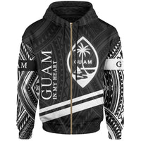 Guam Zip Hoodie In My Heart Style Polynesian Patterns Unisex Black - Polynesian Pride