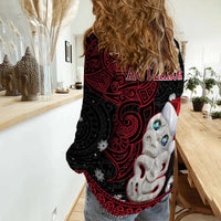 New Zealand Christmas Women Casual Shirt Hei Tiki Red Pohutukawa Meri Kirihimete LT14 - Polynesian Pride