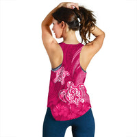 Breast Cancer Awareness Women Racerback Tank Hibiscus Polynesian No One Fights Alone LT13 - Polynesian Pride