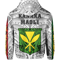 Polynesian Kanaka Flag Kanaka Maoli Hawaii Zip Hoodie White - Polynesian Pride