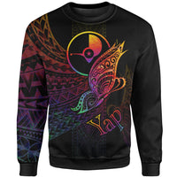 Yap State Sweatshirt - Butterfly Polynesian Style Unisex Black - Polynesian Pride
