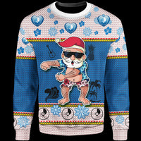 Yap Custom Personalised Christmas Sweater - Santa Claus Polynesian Tattoo Unisex Blue - Polynesian Pride
